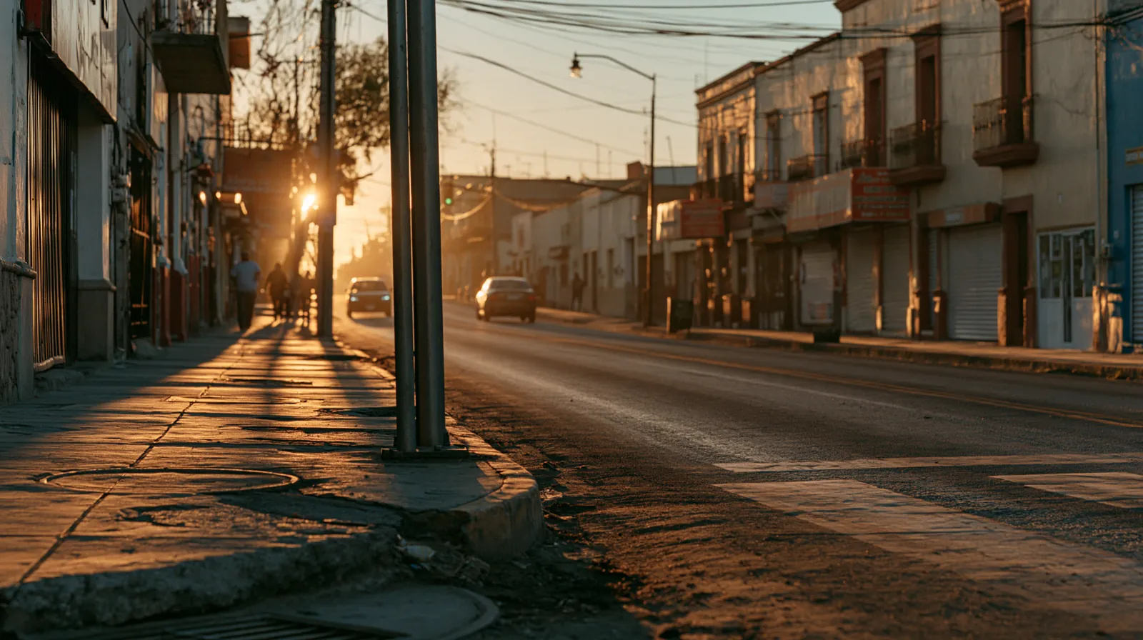 Location created with artificial intelligence by ZerezoFilms AI Studio: a street in Irapuato, Guanajuato, at dawn