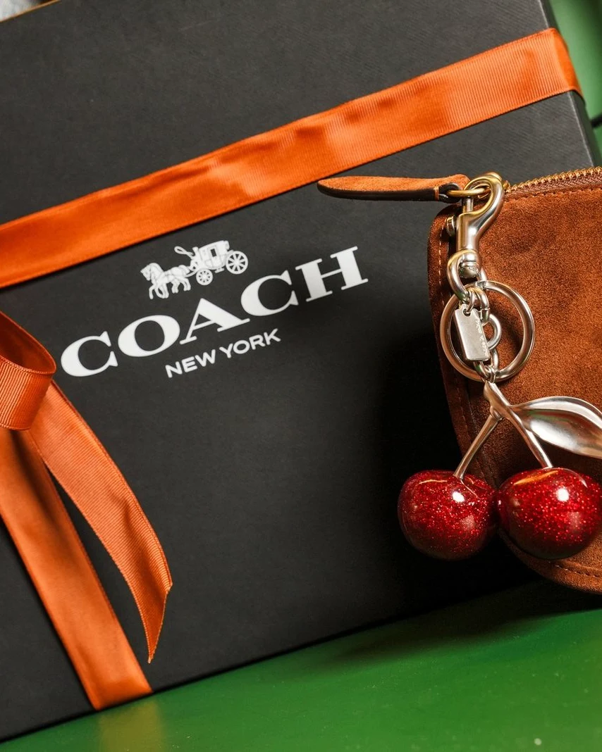 Digital content for Coach produced by ZerezoFilms: gift box and suede bag with a cherry charm