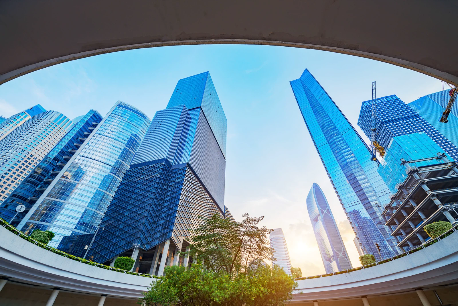 Corporate video for companies in Mexico: corporate office skyscrapers from a low angle